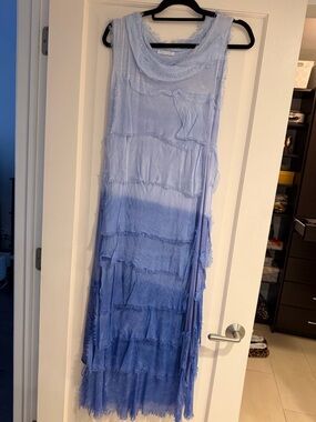 Sleeveless Ombre Blue Maxi Dress